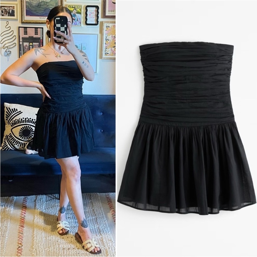 Abercrombie & Fitch Emerson Strapless Drop-Waist Mini Dress